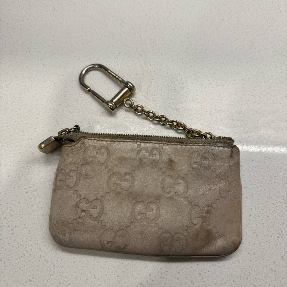 Gucci Cream Leather Key Chain Wallet Card Holder - Picture 2 of 8